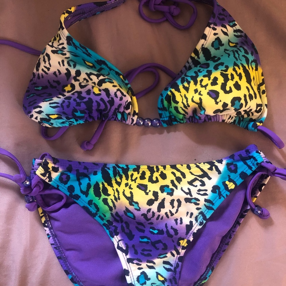 Purple cheetah bikini